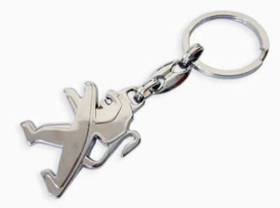 Брелок для ключей Peugeot металлический хромированный