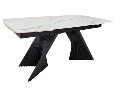 Стол обеденный раскладной EDMUND CERAMIC 160(240)x90 см керамика белый мат/железо черный