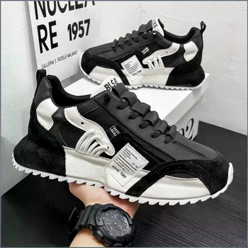 Мужские кроссовки Sneakers, повседневная обувь, кеды ЧЕРНОГО цвета, размер 47, Код 00-0945