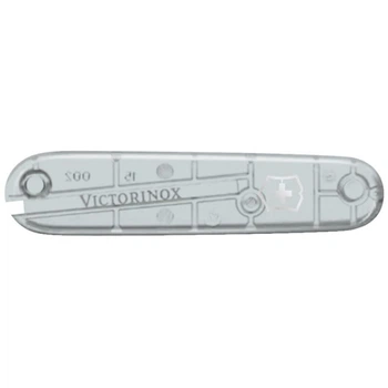 Накладка на ніж Victorinox 91мм silver transparent передня з лого (Va+)
