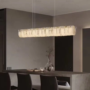 Подвесная удлиненная латунная Led люстра со стеклянными пластинами 100 см | Line F | Арт. P1432-L1000 Bronze