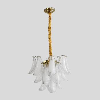 Триярусна люстра з пластинами-пелюстками Ø 50х35 см | Line F | Арт. P1144-500/3 GD