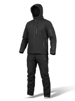 Костюм Softshell (куртка + брюки) на флисе — Чёрный