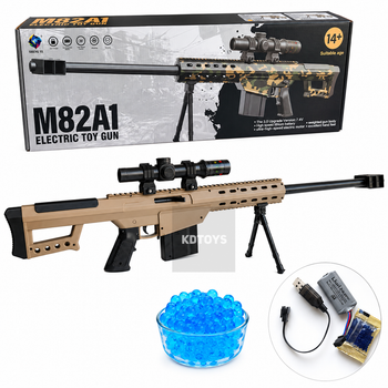 Детская снайперская винтовка Barrett M82A1 на аккумуляторе с орбизами, прицелом и сошками Снайперка Баррет Размер 92 см