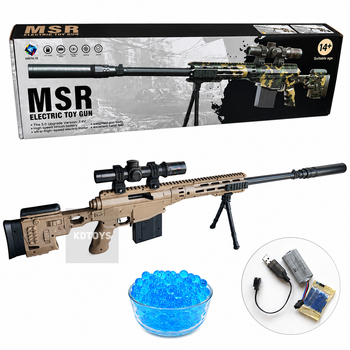 Детская снайперская винтовка Remington MSR на аккумуляторе с орбизами, прицелом и сошками Снайперка МСР Размер 112 см