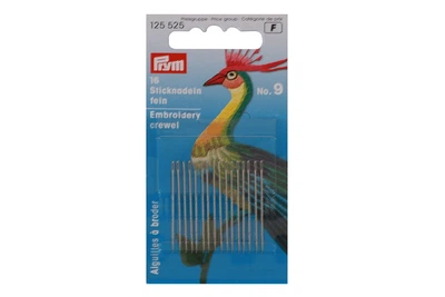 Тонкие иглы для вышивки № 9, 16 шт, 0,60*35мм, серебро, Prym 125525