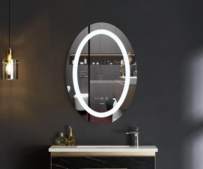 Зеркало для ванной MIXXUS PLAIN MV02-50x70 LED Anti-Fog с подсветкой, подогревом, часами и диммером 50х70 см