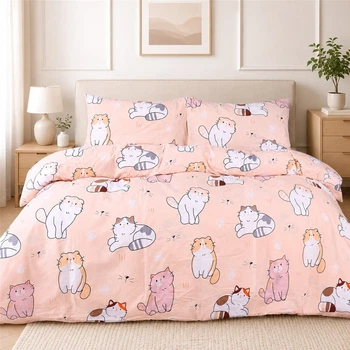 Комплект постельного белья MirSon полуторный евро 160x220 см 17-0665 Cream Kittens Ranforce Elite (2200009904318)