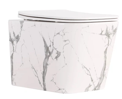 Унитаз подвесной Qtap Tern Ultra Quiet, Marble, с сиденьем Slim Duroplast / Soft-close / Quick Release QTTER26MR49002