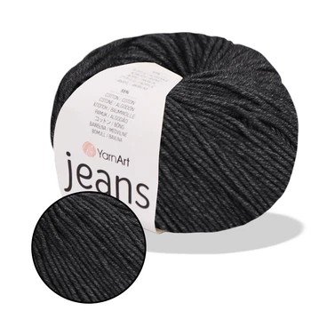 YarnArt Jeans, Темно-сірий №28 - пряжа нитки для в'язання спицями та гачком (іграшки, одяг), 55% бавовна, 45% акрил, 50 г/160 м, напівбавовна Ярнарт