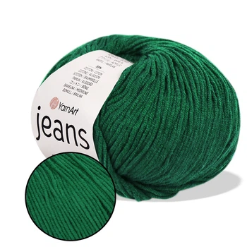 YarnArt Jeans, Більярд №52 - пряжа нитки для в'язання спицями та гачком (іграшки, одяг), 55% бавовна, 45% акрил, 50 г/160 м, напівбавовна Ярнарт джинс