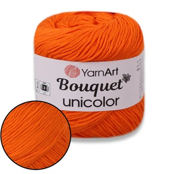 Пряжа YarnArt Bouquet Unicolor (ЯрнАрт Букет Униколор) Оранж №3215, 100% хлопок, 100г/200м, летняя нить для вязания крючком и спицами