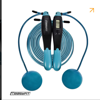 Скакалка для бокса EasyFit TwinRope 2,8м черный-голубой (EF-1909-GN)