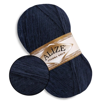 Alize Angora Gold, Темно-синий №58 – тонкая пряжа с ангорой, 100 г/550 м, акрил 80% / шерсть 20% - для вязания свитеров, шарфов, шалей
