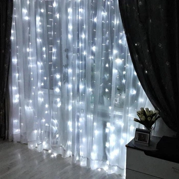 Гірлянда штора 2х2 м 156 LED білий вулична світлодіодна від мережі 8 режимів миготіння