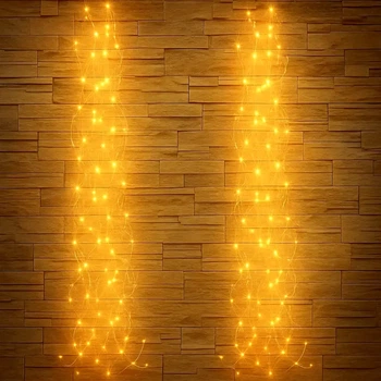 Светодиодная гирлянда Конский хвост 200 LED 2 метра USB тёплый свет 20 нитей для декора интерьера