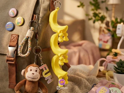 Брелок Набор Весёлые Бананчики 3 Шт Подвижные Articulated Fruit Keychains Banana 10 См 3Д Печать