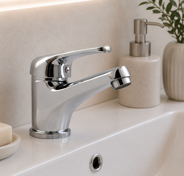 Змішувач для умивальника Globus Lux SOLLY GLSO-0101-WH, латунь, хром