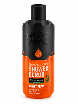 Гель для душу з мінеральним скрабом Медовий персик NISHMAN Shower scrub Honey Peach 480 мл.