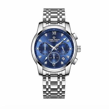 Часы наручные мужские LOUIE JUELEN 60-05 DESIGN-2024 40 мм Синий циферблат стальной браслет
