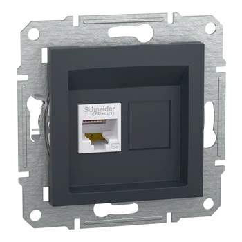 Розетка Schneider Electric Asfora комп'ютерна RJ45 UTP кат.5E, без рамки, антрацит