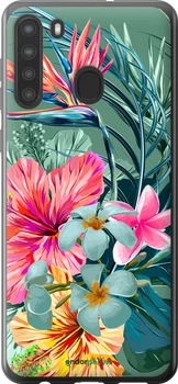 Чехол на Samsung Galaxy A21 Тропические цветы v1 "4667u-1841-70447"
