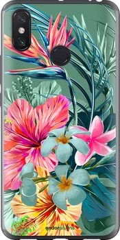 Чехол на Xiaomi Mi Max 3 Тропические цветы v1 "4667t-1534-70447"