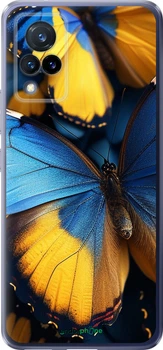 Чехол на Vivo V21 Желто-голубые бабочки "6046u-2368-70447"