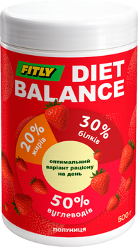 Коктейль Fitly Diet Balance 30/20/50 порошок 500 г Полуниця (4820263402146)