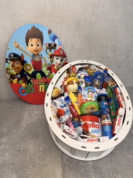 Подарунковий Kinder Box «Щенячий патруль Кремез» 31×24×9 см | Великий подарунковий бокс для хлопчика | Paw Patrol Rubble