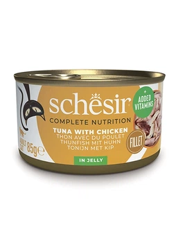 Влажный корм Schesir Tuna Chicken для кошек, тунец с куриным филе в желе, 85 г х 12 шт
