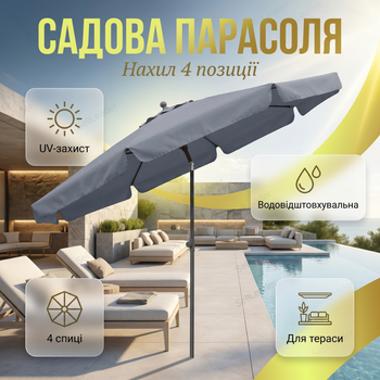 Садова парасоля 2х1,25м складана з UV-захистом алюмінієва стійка з нахилом навіс від сонця для кафе саду дачі