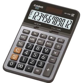 Бизнес-калькулятор Casio AX-120B, среднеразмерный, настольный офисный, с металлическим корпусом, тихая работа.