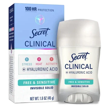 Дезодорант антиперспирант без аромата Secret Clinical Strength Invisible Solid Free & Sensitive женский твердый 45 г