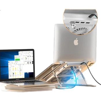 Підставка SUOHUANG 071S4 для ноутбука з вентилятором, USB-хабом та RGB-підсвічуванням
