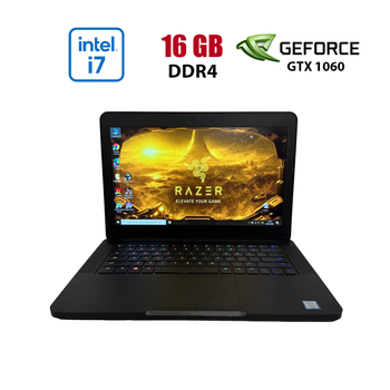 Ігровий ноутбук Razer Blade 14 RZ09-0195 / 14" (1920x1080) IPS / Intel Core i7-7700HQ (4 (8) ядра по 2.8 - 3.8 GHz) / 16 GB DDR4 / 256 GB SSD NVMe / nVidia GeForce GTX 1060, 6 GB GDDR5, 192-bit / WebCam б/в