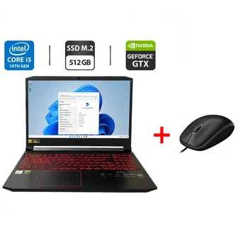 Ігровий ноутбук Б-клас Acer Nitro AN515-55 / 15.6" (1920x1080) IPS / Intel Core i5-10300H (4 (8) ядра по 2.5 - 4.5 GHz) / 16 GB DDR4 / 512 GB SSD M.2 / nVidia GeForce GTX 1650, 4 GB GDDR6, 128-bit / WebCam б/в + Подарунок Дротова миша / USB