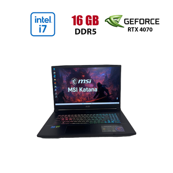 Ігровий ноутбук MSI Katana 15 B12VGK / 15.6" (1920x1080) IPS / Intel Core i7-12650H (10 (16) ядер по 3.5 - 4.7 GHz) / 16 GB DDR5 / 512 GB SSD NVMe / nVidia GeForce RTX 4070, 8 GB GDDR6, 128-bit / WebCam б/в