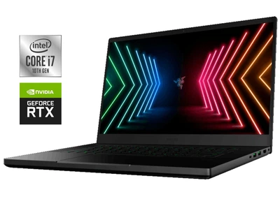 Игровой ноутбук Razer Blade 15 RZ09-0369 / 15.6" (1920x1080) IPS / Intel Core i7-10750H (6 (12) ядер по 2.6 - 5.0 GHz) / 16 GB DDR4 / 512 GB SSD NVMe / nVidia GeForce RTX 3070, 6 GB GDDR6, 256-bit / WebCam б/у
