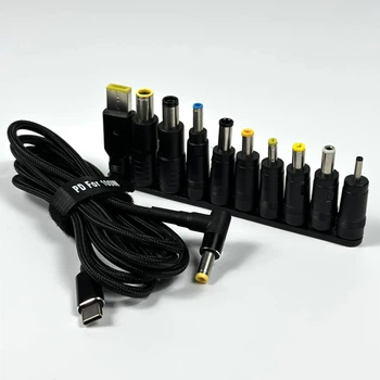 Кабель живлення для ноутбука 100W Type-C to DC (5.5х2.5) з набором перехідників 10in1