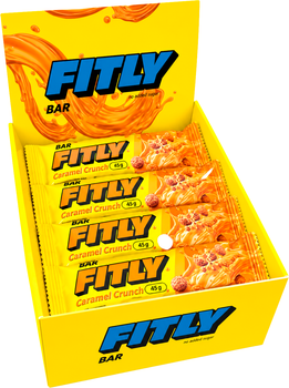 Упаковка батончиків Fitly 45 г х 12 шт Карамель та хрусткі кульки (4820263402283)
