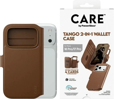 Etui z klapką CARE by Panzer Glass Tango 2-in-1 Wallet Case Brown w. MagSafe do Apple iPhone 17 Pro (CR47329)