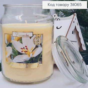 Аромасвечка в банке BISPOL Зеленые листья Лилия 500 г/ 100 часов