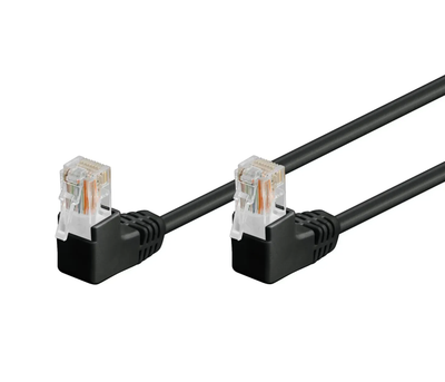 Патч-корд неэкранированный RJ45 UTP5e 0.25m patch D=4.9mm AWG26 2x90° Gold, Cu черный