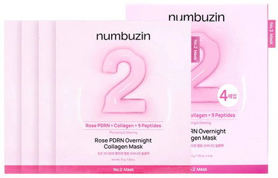 Zestaw maseczek do twarzy Numbuzin No.2 z PDRN i kolagenem na noc 4x37 g (8809652589541)