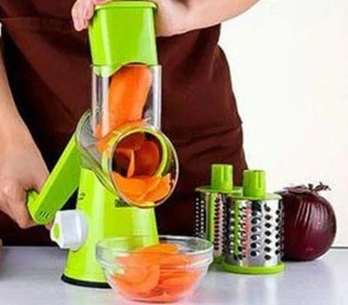 Овочерізка Kitchen Master на присосці з 3 змінними барабанами , ручна тертка-шинкувальниця для овочів, фруктів і сиру