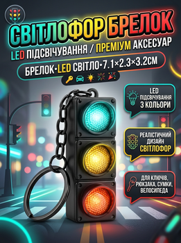 Брелок Світлофор підвіска для ключів світлодіодний для ключів, рюкзака, сумки, велосипеда 7.1 см