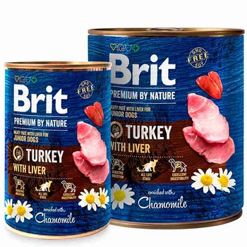 Консервы Brit Premium by Nature консервы для молодых собак, индейка/печень - 400 грамм, 6 шт 100408/8553-6sht