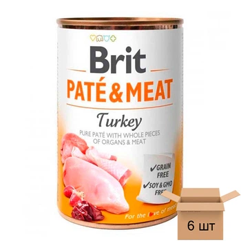 Консервы Brit Pate and Meat Dog консервы с индейкой для собак - 6 шт 100865/100074/0298-6sht