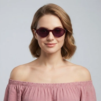 Жіночі сонцезахисні окуляри овальної форми Honey Fashion Accessories бордовий (4-67)